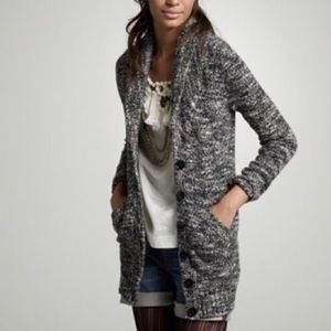 J. Crew Black Wool Blend Marled Cardigan Sweater